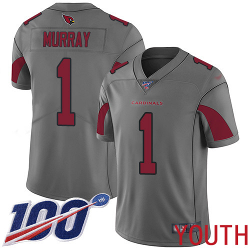 Arizona Cardinals Limited Silver Youth Kyler Murray Jersey NFL Football 1 100th Season Inverted Legend